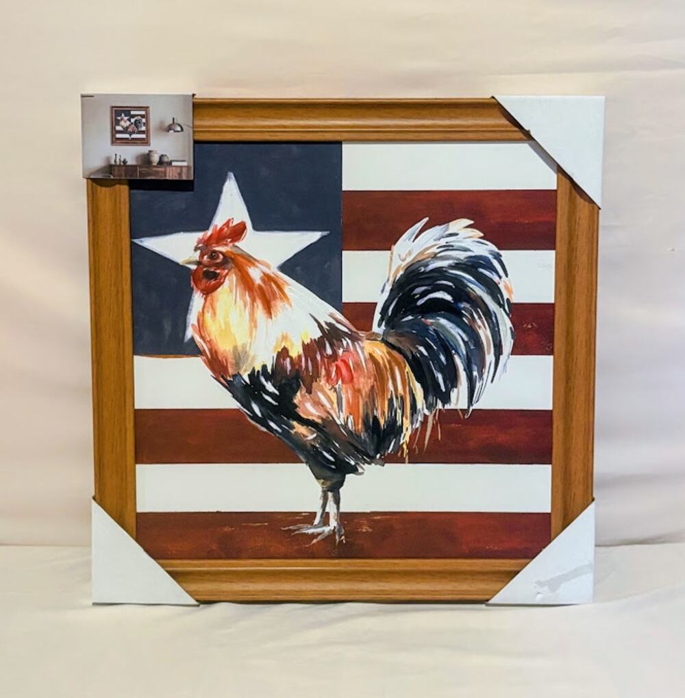 Rustic Rooster & American Flag Wall Art